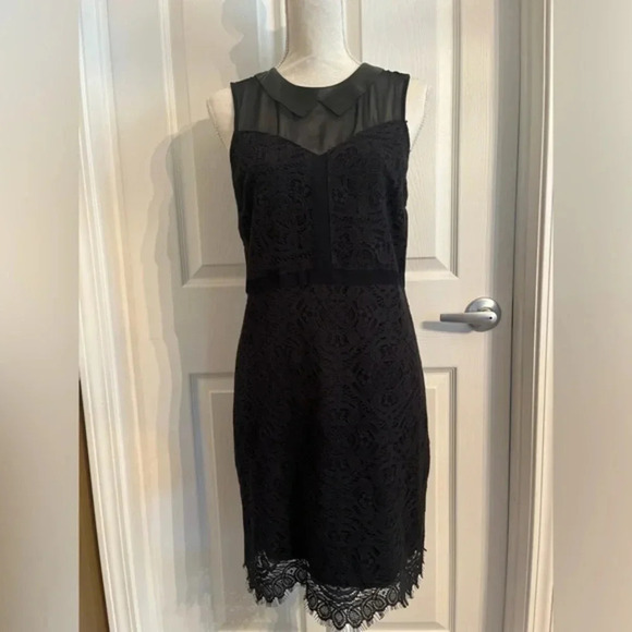 Ali Ra Silk Lace with Leather Collar Black‎ Dress - Picture 7 of 10